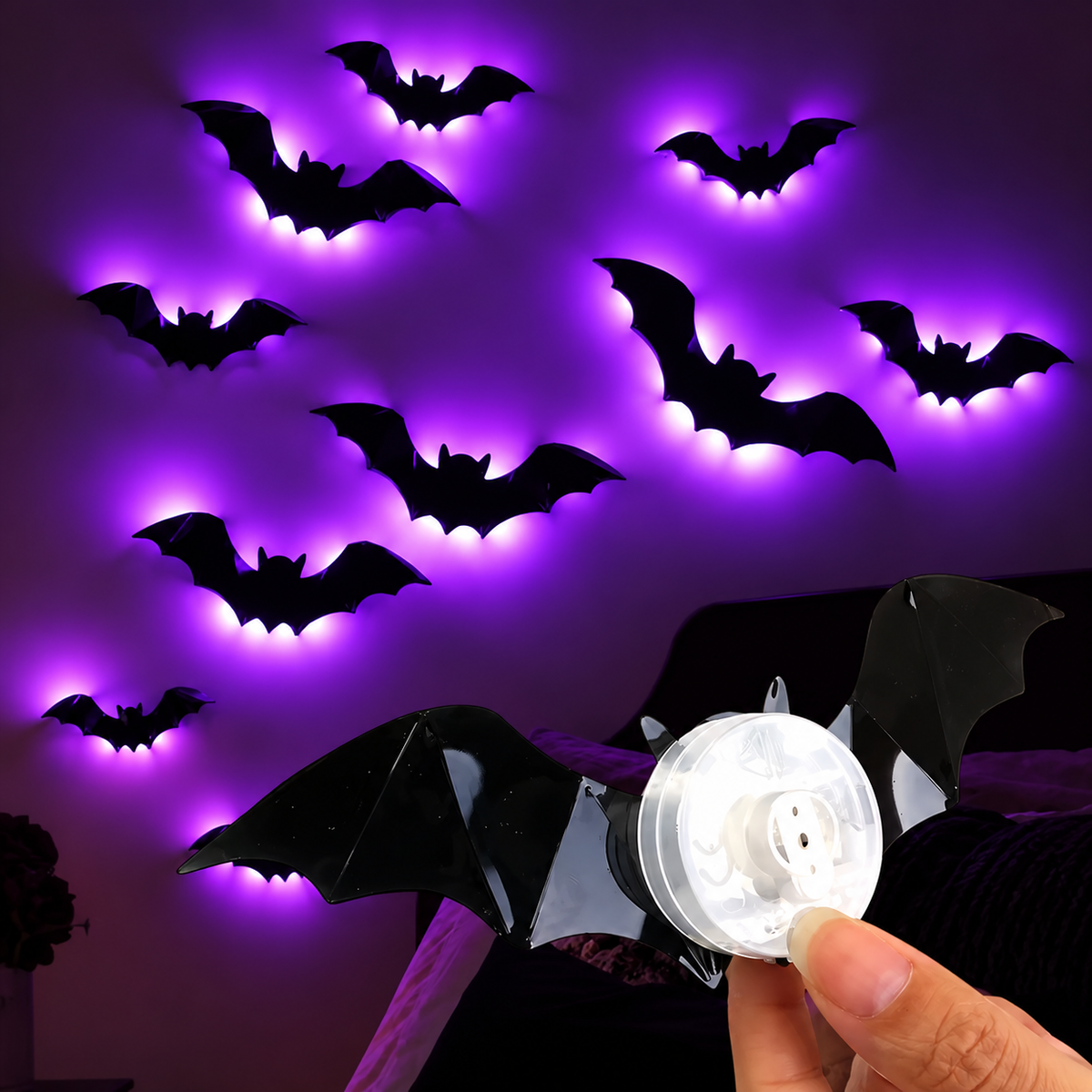 12PCS LED Halloween Bats 🦇