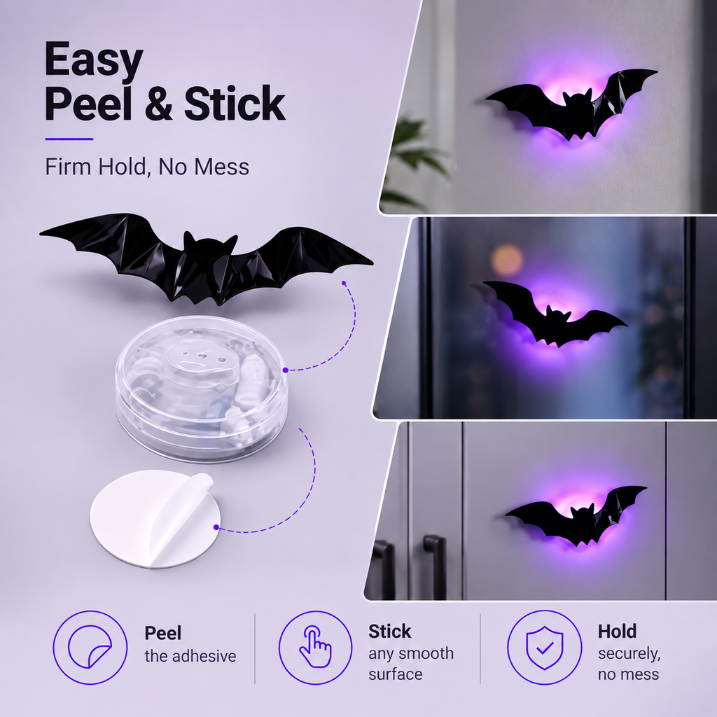 12PCS LED Halloween Bats 🦇