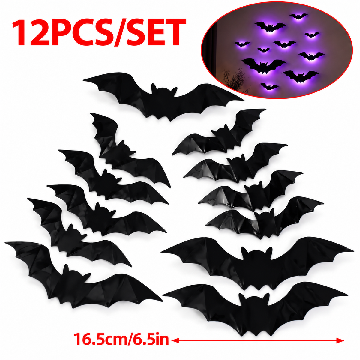 12PCS LED Halloween Bats 🦇