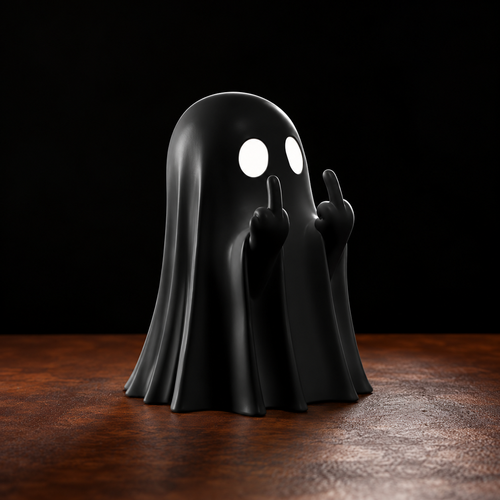 Cute Middle Finger Ghost Statue